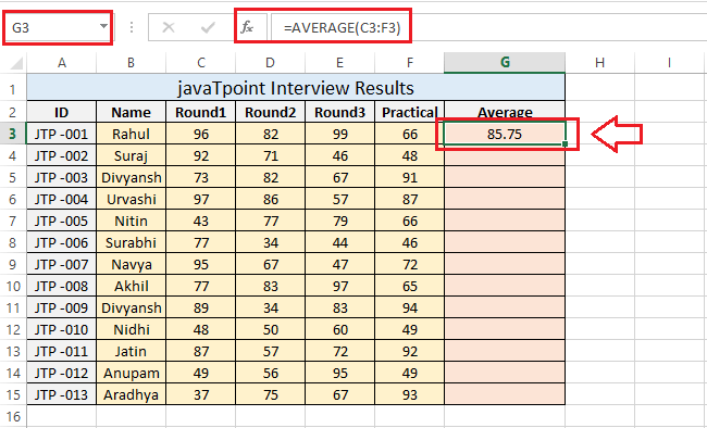 Excel AVERAGE()函数