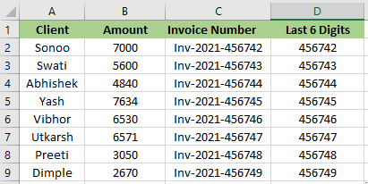 Excel 如何使用RIGHT函数