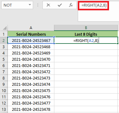 Excel 如何使用RIGHT函数