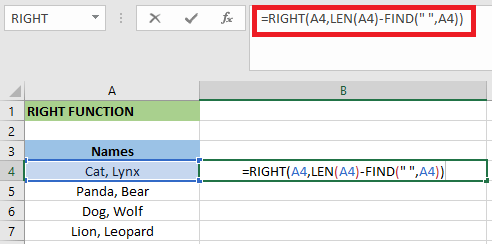 Excel 如何使用RIGHT函数