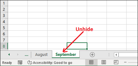 Excel 如何取消隐藏工作表