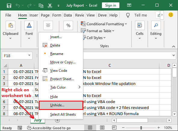 Excel 如何取消隐藏工作表