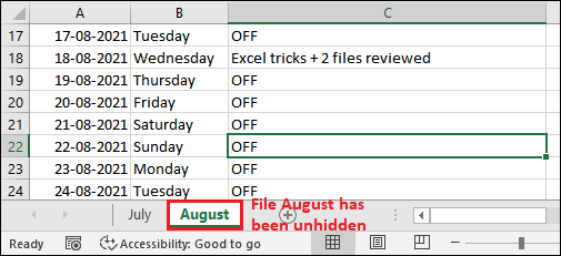 Excel 如何取消隐藏工作表