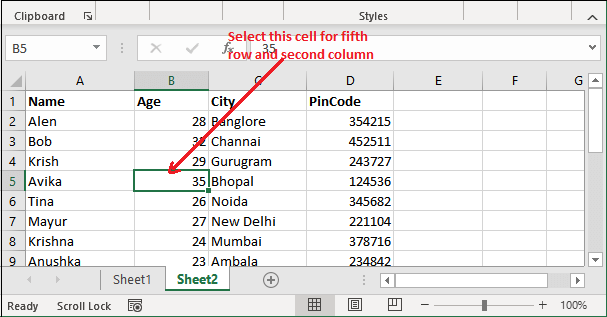 Excel 冻结单元格