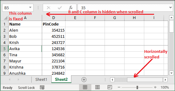 Excel 冻结单元格