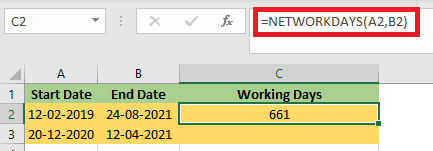 Excel NETWORKDAYS公式