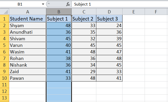 Excel 隐藏快捷键