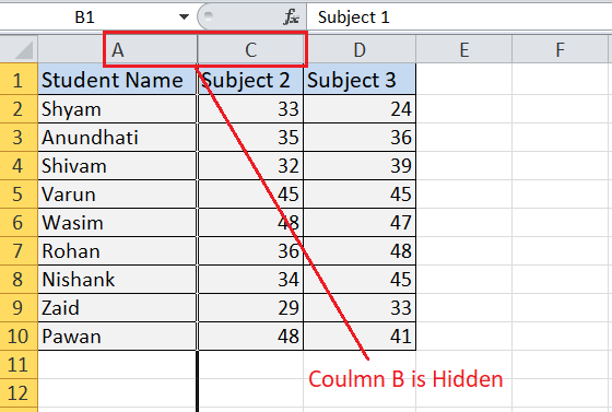 Excel 隐藏快捷键