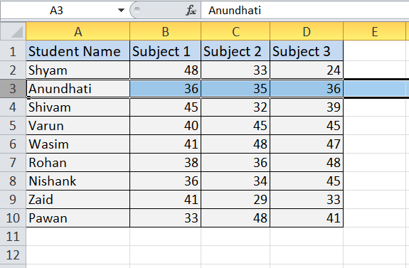 Excel 隐藏快捷键