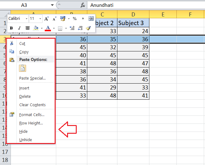 Excel 隐藏快捷键