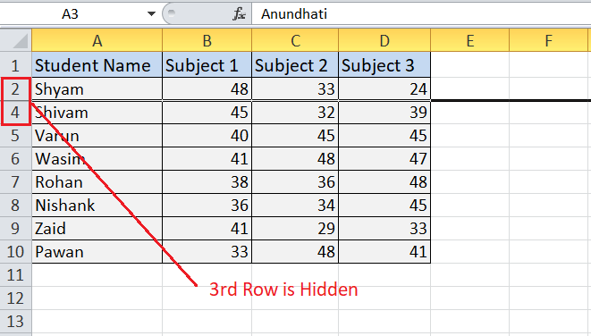 Excel 隐藏快捷键