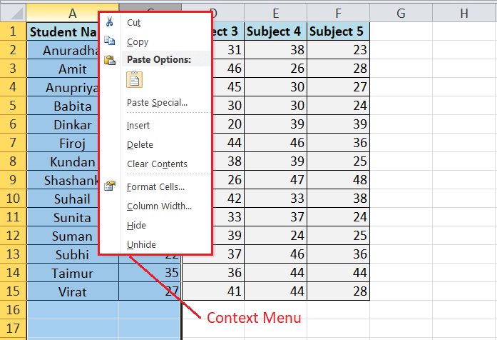 Excel 取消隐藏快捷方式