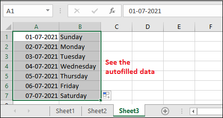 Excel 自动填充