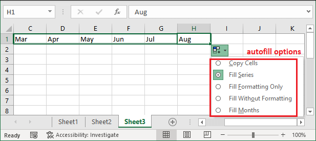 Excel 自动填充