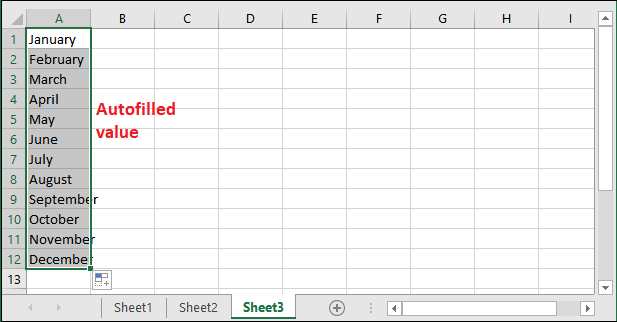 Excel 自动填充