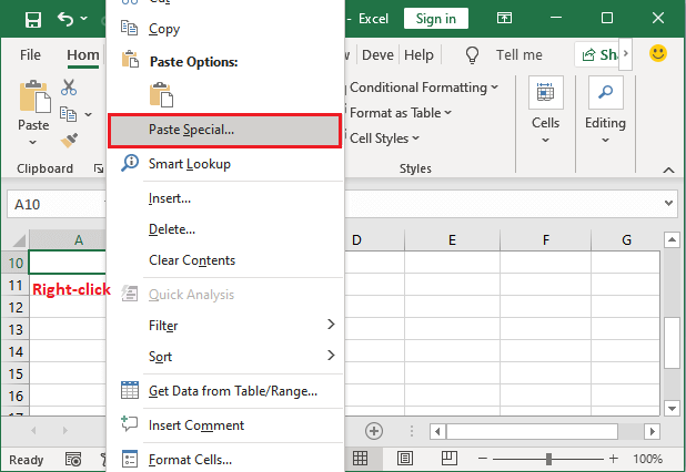 Excel 将行转换为列