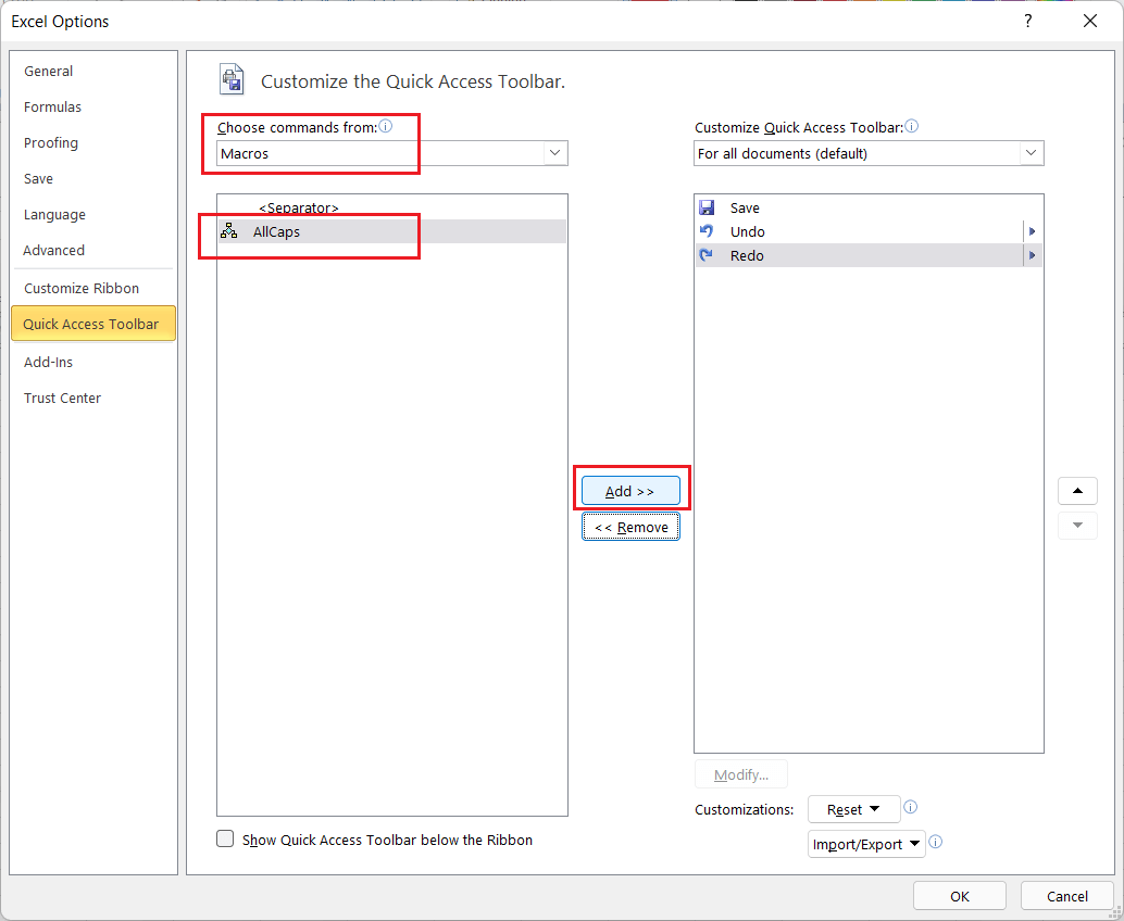 Excel 使用大写快捷方式