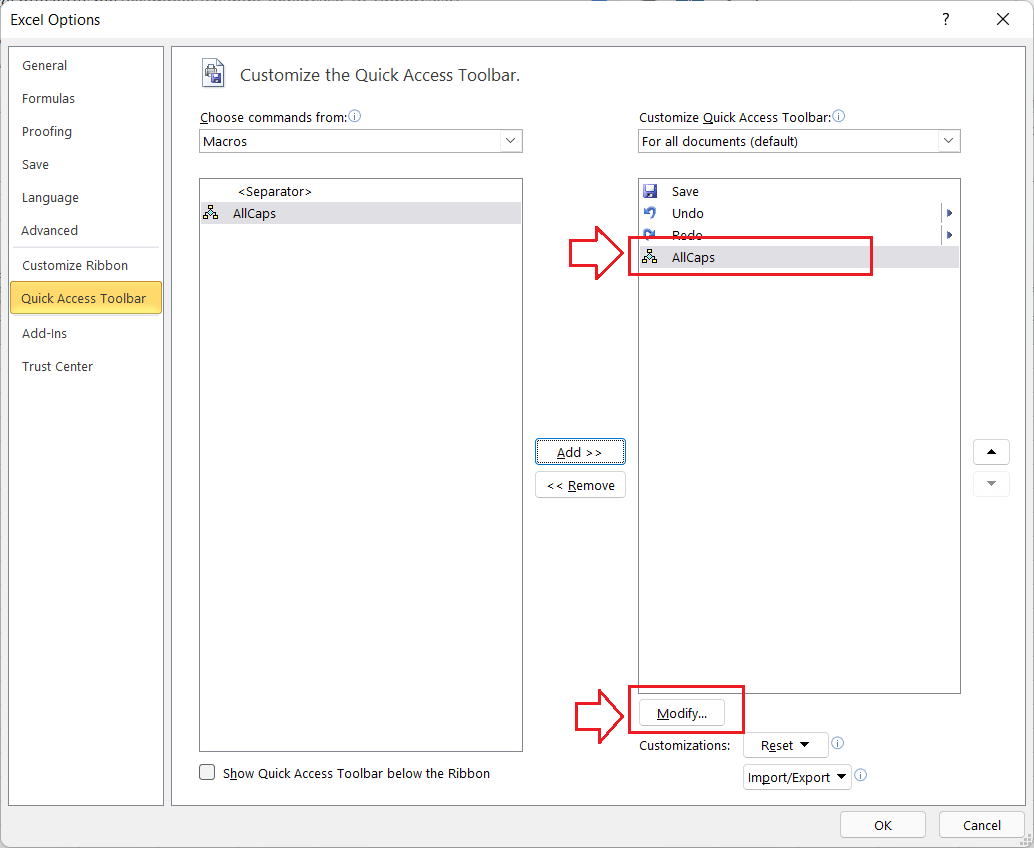 Excel 使用大写快捷方式