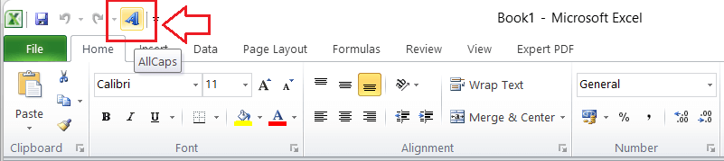 Excel 使用大写快捷方式