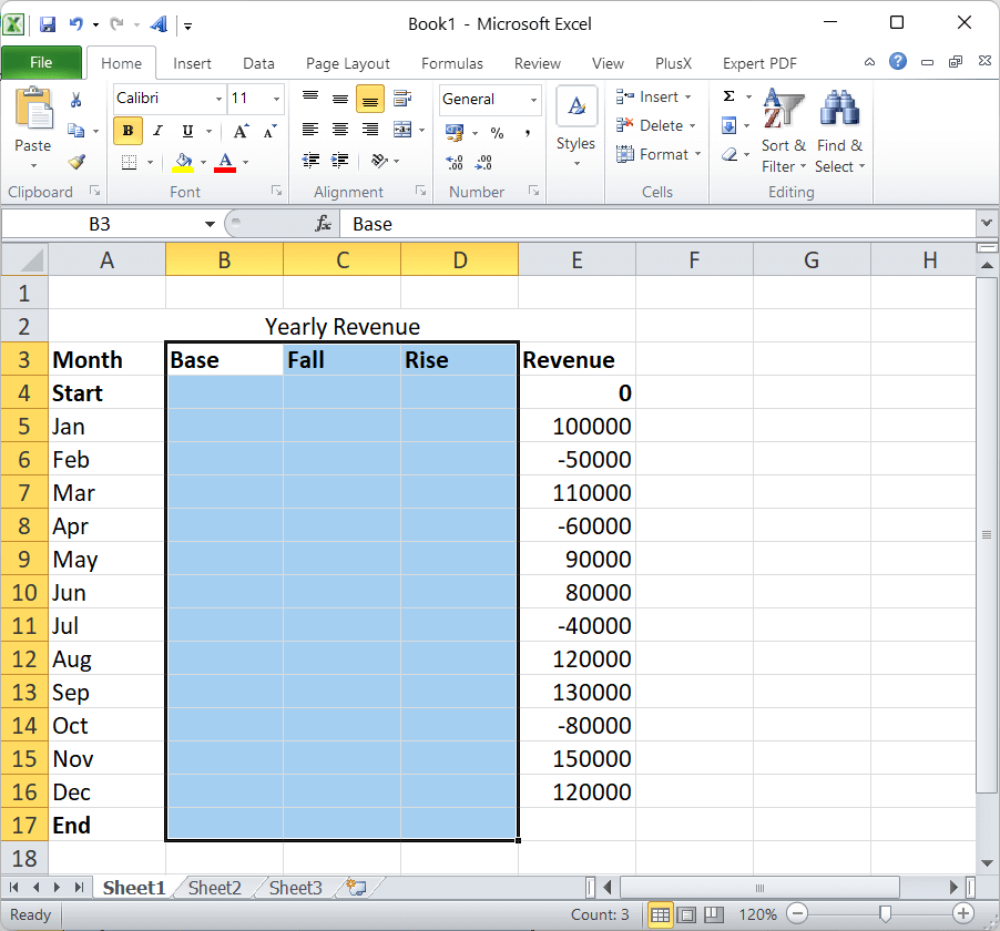 Excel 瀑布图