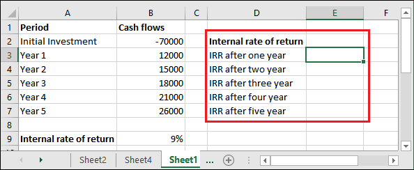 Excel IRR公式