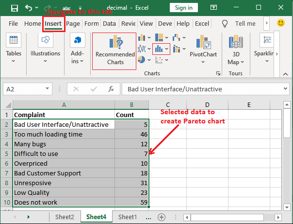 Excel Pareto图表