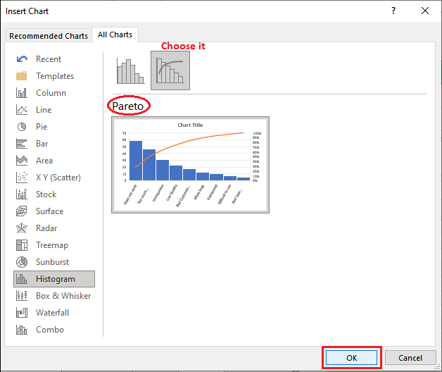 Excel Pareto图表