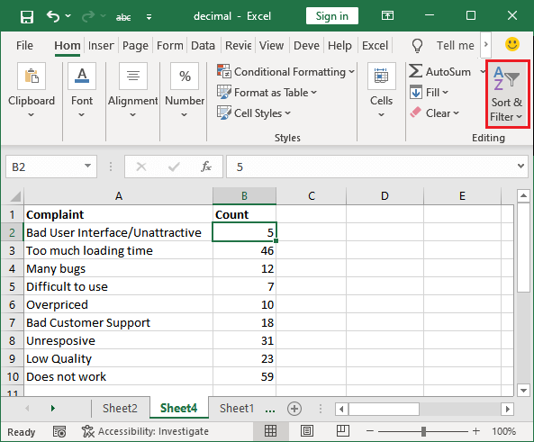 Excel Pareto图表