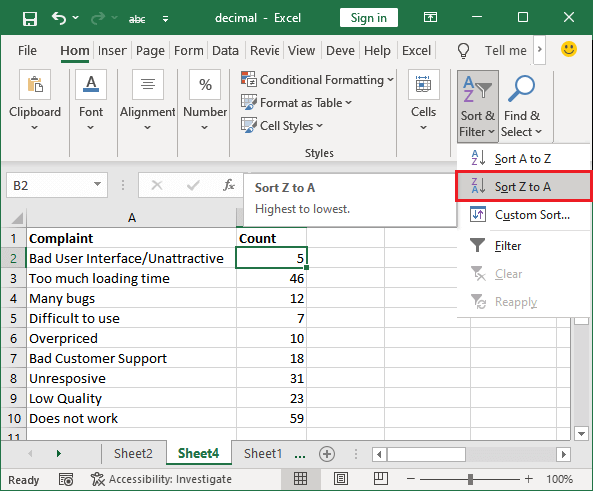 Excel Pareto图表