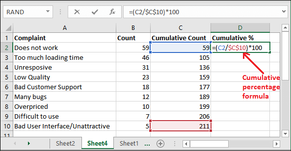 Excel Pareto图表