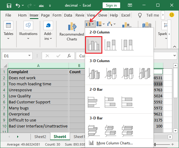 Excel Pareto图表