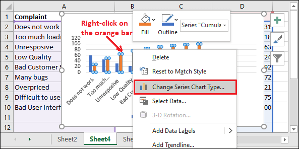 Excel Pareto图表