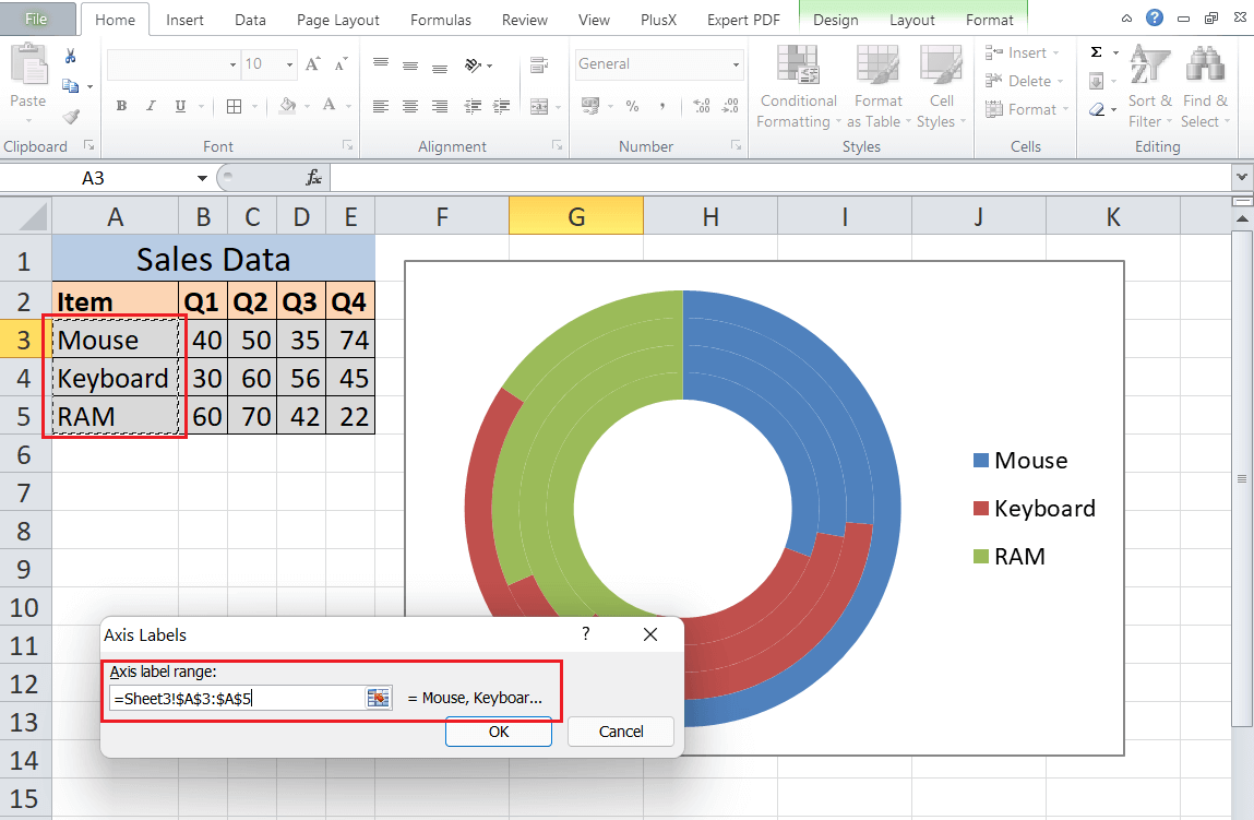 Excel 甜甜圈图