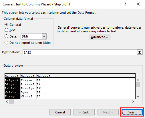 Excel 文本分列