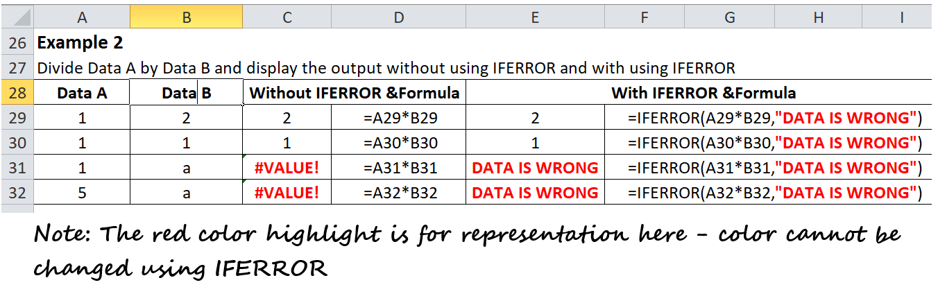 Excel IFERROR()函数