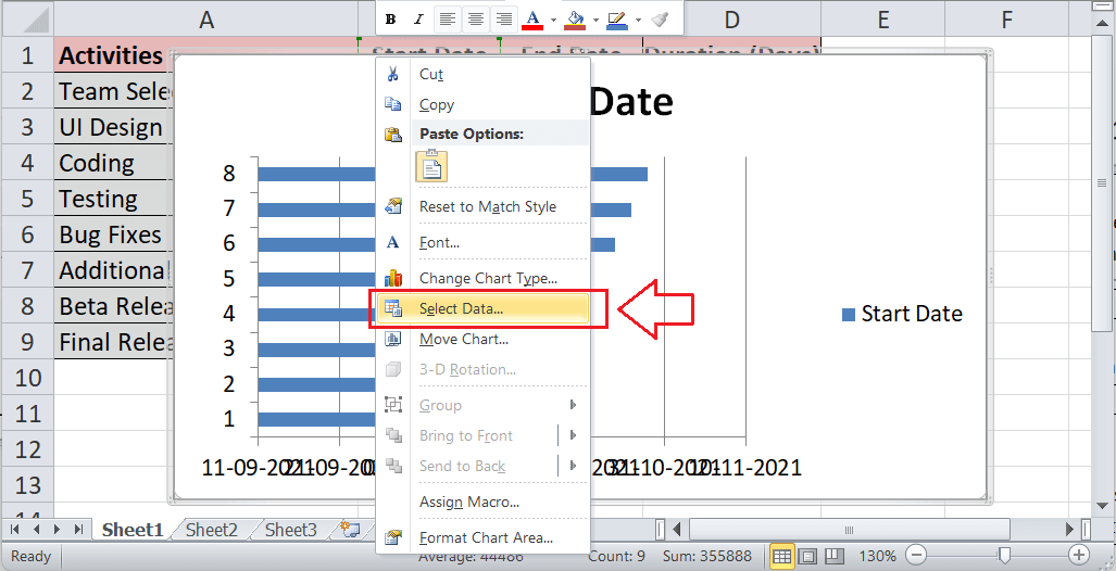 Excel 甘特图
