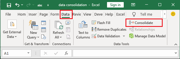 Excel consolide数据
