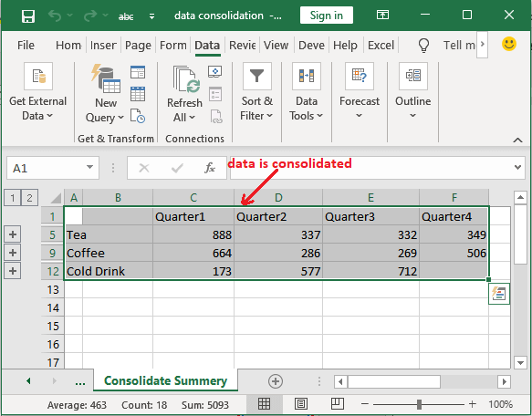 Excel consolide数据