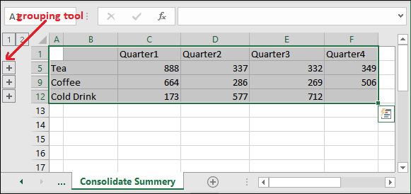 Excel consolide数据