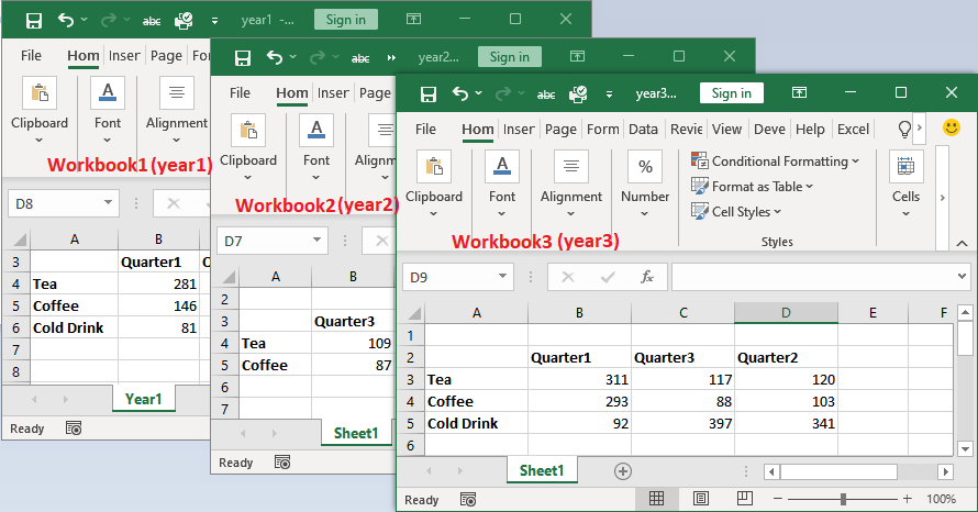 Excel consolide数据