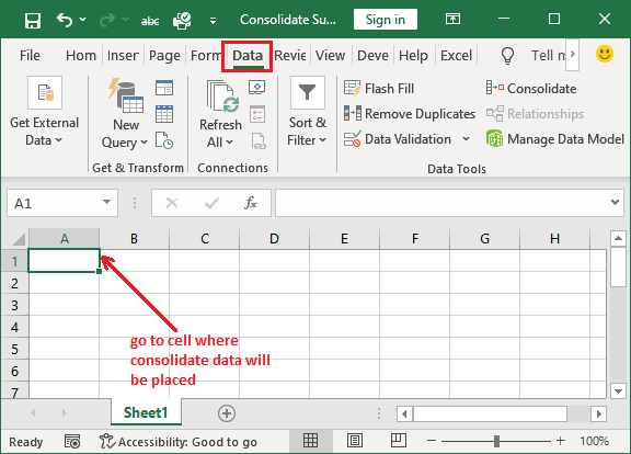 Excel consolide数据