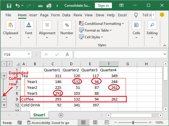 Excel consolide数据