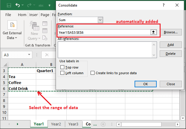 Excel consolide数据
