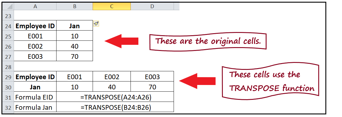 Excel 转置函数