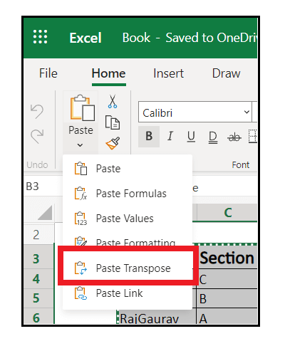 Excel 转置函数