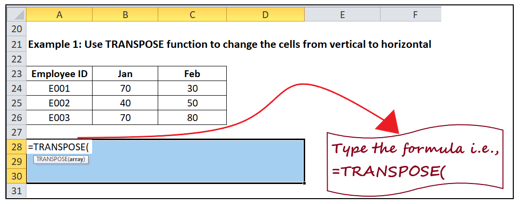 Excel 转置函数