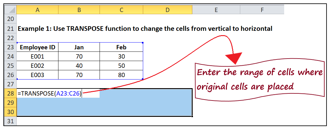 Excel 转置函数