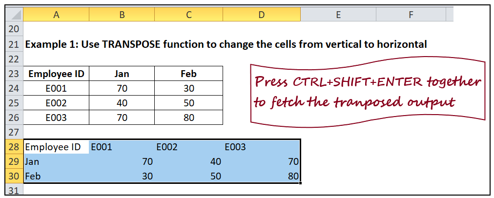 Excel 转置函数