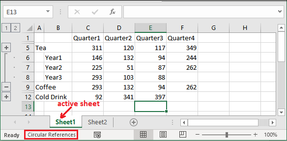 Excel 循环引用