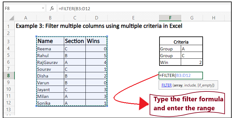 Excel 过滤函数